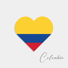 Wall Mural - colombia flag inside heart on gray background