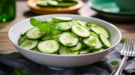Wall Mural - cucumber salad in the bowl generated by AI