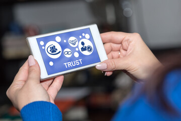 Wall Mural - Trust concept on a smartphone