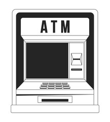 Poster - Automated banking machine flat monochrome isolated vector object. Transaction. Financial operation. Editable black and white line art drawing. Simple outline spot illustration for web graphic design