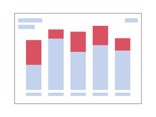 Poster - Accounting bar graph 2D cartoon object. Analysis financial. Review business performance isolated vector item white background. Analytics marketing. Corporate data report color flat spot illustration