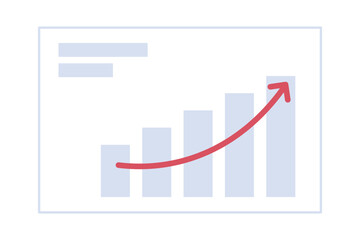 Poster - Bar graphs arrow rising up 2D cartoon object. Performance charts isolated vector item white background. Stock profit. Market trend. Company goal. Financial results chart color flat spot illustration