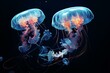 black abstract jellyfish art. Generative AI