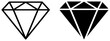 Diamond icon set. Gemstone outline and silhouette. Stone illustration isolated on transparent background.