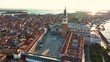 Venice from above, skyline view of St. Mark's Square, Italy