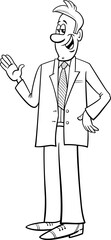 Wall Mural - happy businessman in suit cartoon illustration coloring page