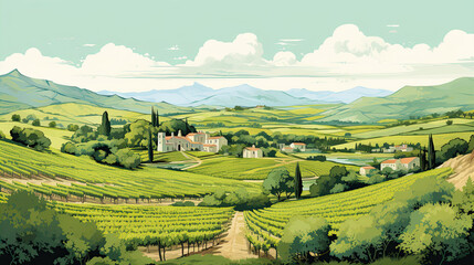 Wine plantations hand drawn