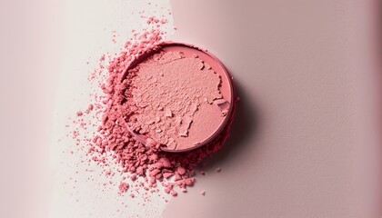 Pink blush powder and brush on clean background