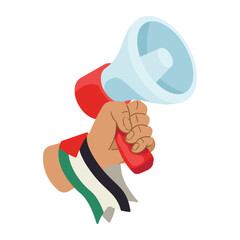 Sticker - palestine flag and megaphone in hand