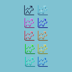 Fototapete - Pixel art sets of business graph with variation color item asset. Simple bits of profit business up on pixelated style. 8bits perfect for game asset or design asset element for your game design asset.