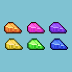 Poster - Pixel art sets of cheese food with variation color item asset. Simple bits of cheese on pixelated style. 8bits perfect for game asset or design asset element for your game design asset.