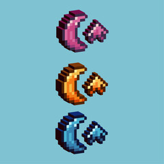 Poster - Isometric Pixel art 3d of moon star for items asset. Moon star on pixelated style.8bits perfect for game asset or design asset element for your game design asset.