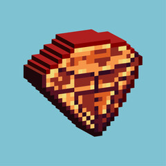 Poster - Isometric Pixel art 3d of gold crystal diamond for items asset. Golden crystal on pixelated style.8bits perfect for game asset or design asset element for your game design asset.