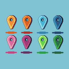 Poster - Pixel art sets of pin point with variation color item asset. Simple bits of golden pin point on pixelated style. 8bits perfect for game asset or design asset element for your game design asset.