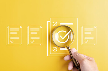 Leinwandbilder - Guarantee Online service filling out and digital form checklist , Document Management Checking System, online documentation database and process manage files...