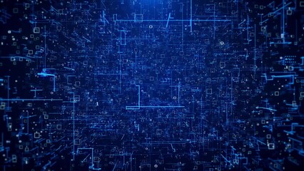 Digital data Wave particle of dots weave lines. background. Network connection. Cyberspace of future. Science innovation of technology. weave lines. Internet network technology, future tech, IoT