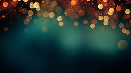 Wall Mural - Golden and red bokeh on a dark green background. Magic Christmas and New Year holyday wallpaper.