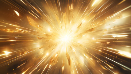 Poster - Golden explosion with sparkles on a black background.