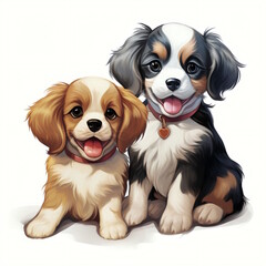 Wall Mural - Joyful Puppies Graphic Vector