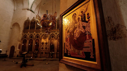 Wall Mural - View inside the Church of the Mother of God at Ananuri Fortress in Georgia.