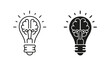 © gentle studio - Inspiration, Creative Idea Symbol Collection on White Background. Knowledge, Smart Solution Line and Silhouette Icon Set. Light Bulb and Human Brain Pictogram. Isolated Vector Illustration