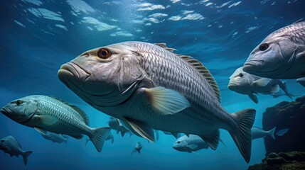 School of snapper fish underwater