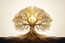 Tree With Deep Roots - Sustainability Symbolism - Illustration - AI Generated