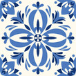 © Danchenko - Ceramic tiles in a classic design feature intricate floral and leaf motifs, highlighting. Square vintage tile. Mediterranean seamless navy blue ornament. Majolica. Spanish pattern.