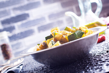 Canvas Print - Zuchinni Ingredients Plate for Cooking