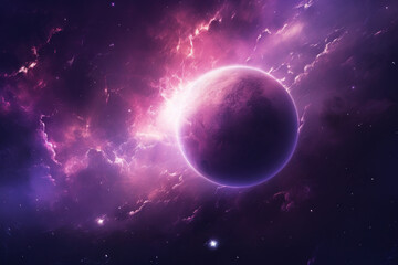 Wall Mural - space and cosmos with purple planet.