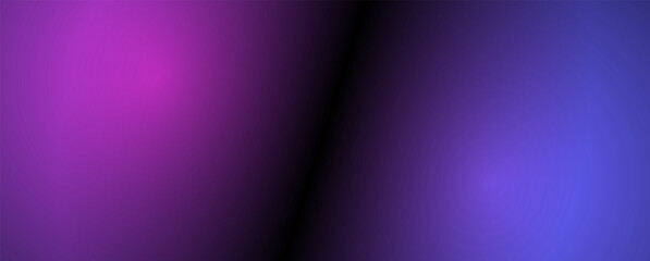 Poster - Background with trendy gradient and noise. Violet and pink and black colors. Glare from lenses, overlay texture. Vector banner with dust and smooth color transition