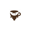 Coffee mug and bull head logo design.