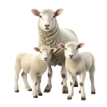 Sheep And Lambs Object Isolated Png.