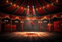 Silent Empty Circus Tent. Big Fair Fun. Generate Ai