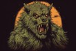 Vintage scary werewolf monster in a classic horror story. Generative AI