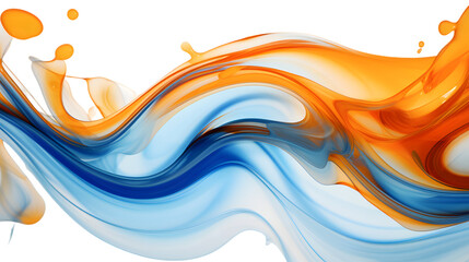 Wall Mural - blue and orange water liquids abstract isolated on transparent background
