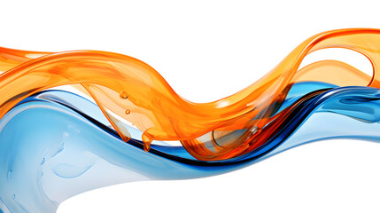 Wall Mural - blue and orange water liquids abstract isolated on transparent background