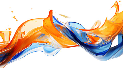 Wall Mural - blue and orange water liquids abstract isolated on transparent background