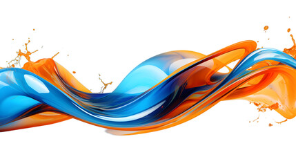 Wall Mural - blue and orange water liquids abstract isolated on transparent background