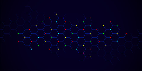 Vector illustration of hexagons pattern. Geometric abstract background with simple hexagonal elements. Creative idea for medical, technology or science design