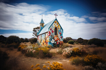 Canvas Print - Beautiful colorful church in the countryside 