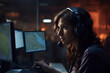 In a call center, a woman's attentive gaze focuses on a digital map, ensuring that the right assistance is dispatched promptly to those in crisis. 