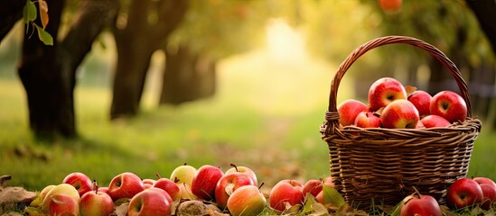 Canvas Print - Apple harvest and picking apples in an autumn farm