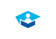 graduate and people logo design. education communication symbol vector illustration