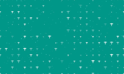 Poster - Seamless background pattern of evenly spaced white caduceus symbols of different sizes and opacity. Vector illustration on teal background with stars
