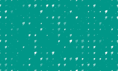 Poster - Seamless background pattern of evenly spaced white leaf symbols of different sizes and opacity. Vector illustration on teal background with stars