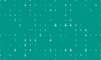 Poster - Seamless background pattern of evenly spaced white 5G symbols of different sizes and opacity. Vector illustration on teal background with stars