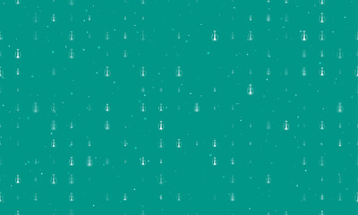 Poster - Seamless background pattern of evenly spaced white hookah symbols of different sizes and opacity. Vector illustration on teal background with stars