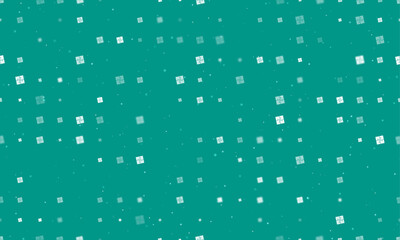 Poster - Seamless background pattern of evenly spaced white puzzle symbols of different sizes and opacity. Vector illustration on teal background with stars
