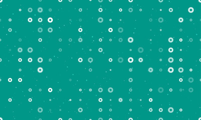 Poster - Seamless background pattern of evenly spaced white record media symbols of different sizes and opacity. Vector illustration on teal background with stars